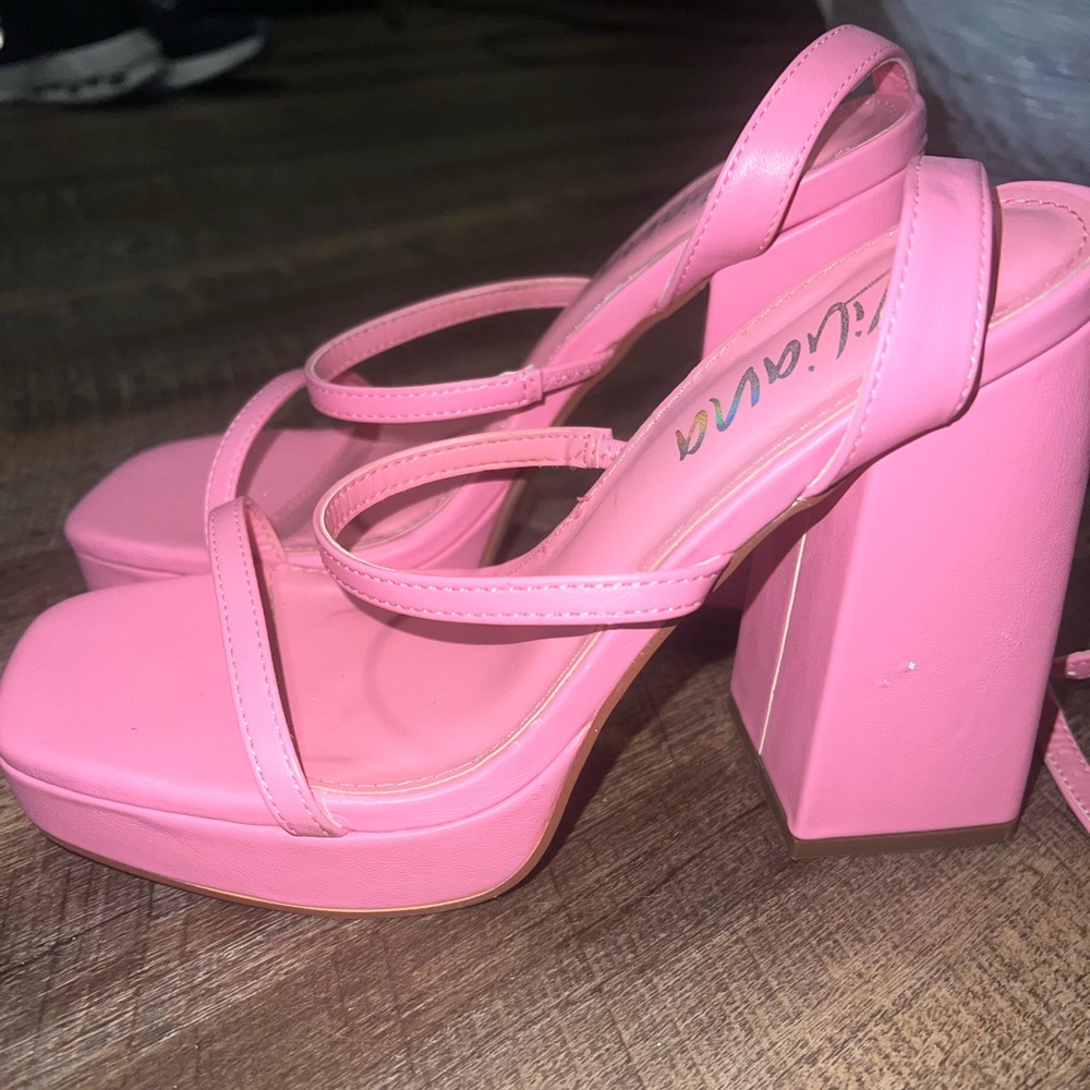 These Three Boutique Pink Block Heels